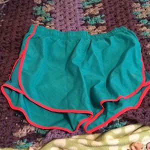 Teal running shorts